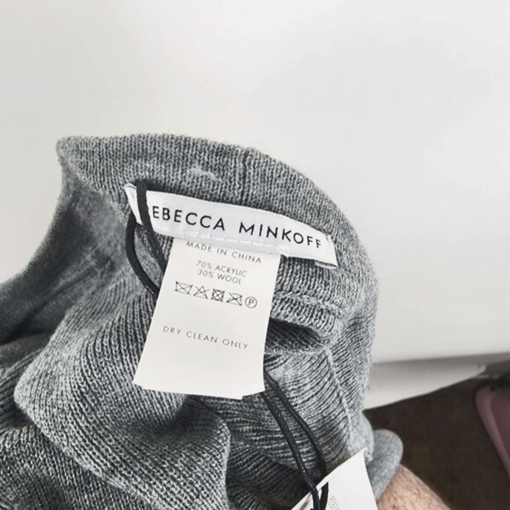 REBECCA MINKOFF MILANO CAPE HEATHER GREY OPEN FRONT CARDIGAN SWEATER WOOL OS NWT - Picture 9 of 10